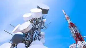 satellite tower with many receivers and signal senders