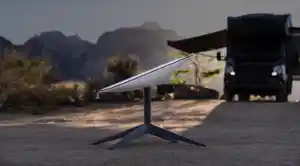 starlink satellite internet dish in front of rv