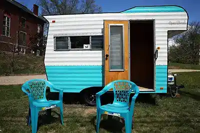used 60s camper blue