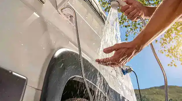 interior and exterior rv shower head and hose