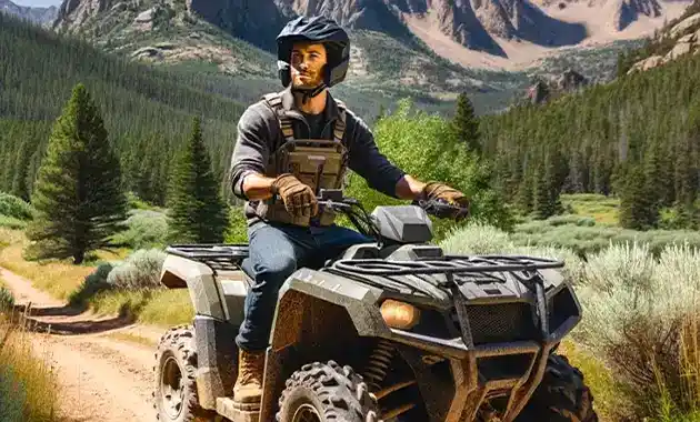 man riding ATV